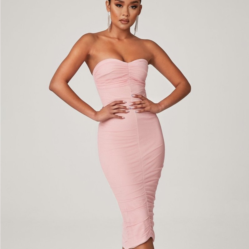 Corella strapless ruched midi dress - meshki